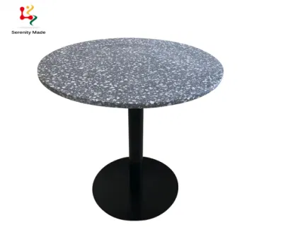 Mesa de jantar feita sob encomenda da pedra do Terrazzo da mobília do café com base do ferro fundido